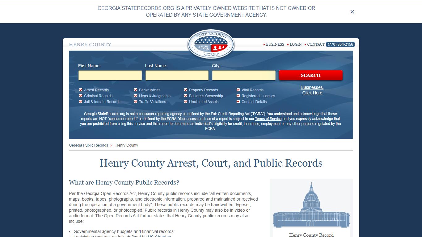 Henry County Arrest, Court, and Public Records